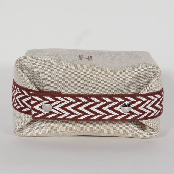 Hermès Bride-a-Brac S Cotton Canvas Travel Pouch with Embroidered H & Top Handle - Picture 7 of 14